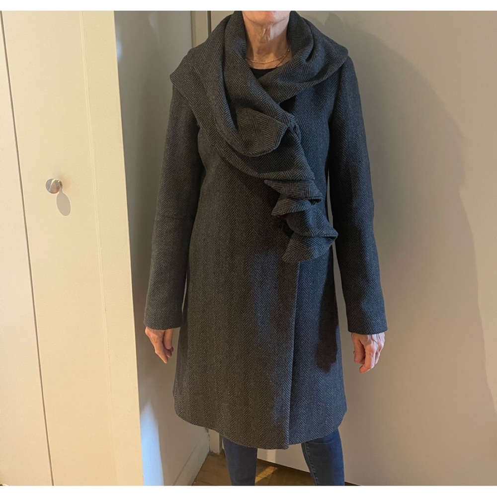 Vintage COMPTOIR DES COTONNIERS Herringbone ruffle coat